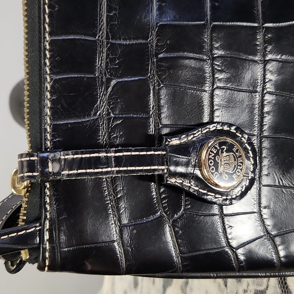 Dooney and  Bourke Croco Embossed Black Shoulder Strap Purse - Picture 5 of 15